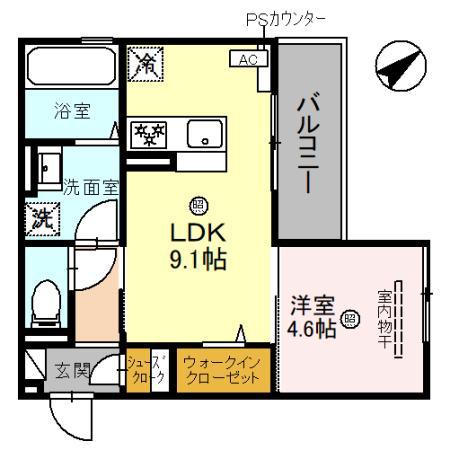 サニーグリーン(1LDK/2階)の間取り写真