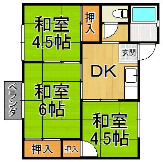 小中島2丁目文化(3DK/2階)の間取り写真