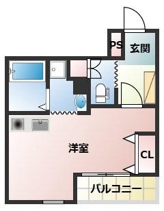 ルポ栗山(ワンルーム/2階)の間取り写真