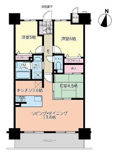 アルファライフ本通(3LDK/11階)の間取り写真
