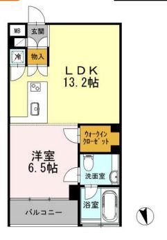 カスタリア目黒長者丸(1LDK/2階)の間取り写真
