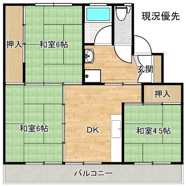 サンコーポラス江島I(3DK/1階)の間取り写真