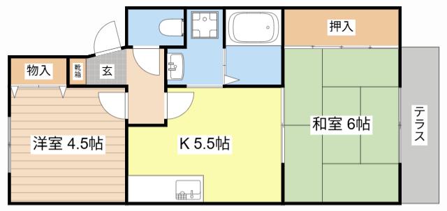 メゾンエイコー南川瀬II(2K/1階)の間取り写真