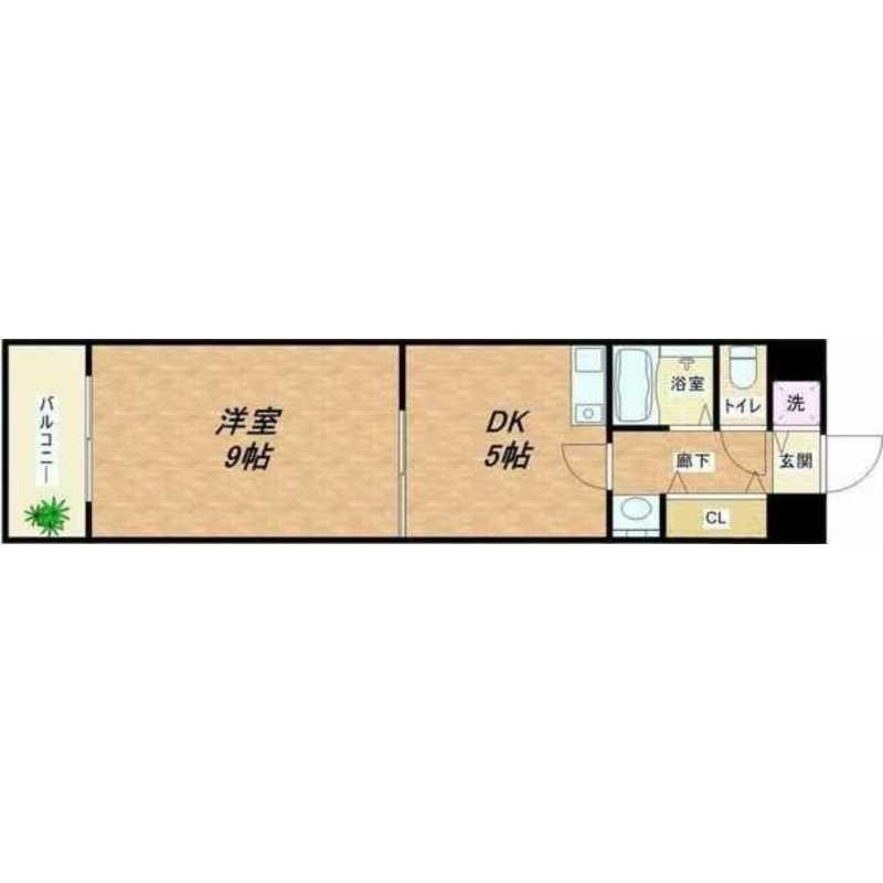 グリーンプラザ瓦町(1DK/6階)の間取り写真