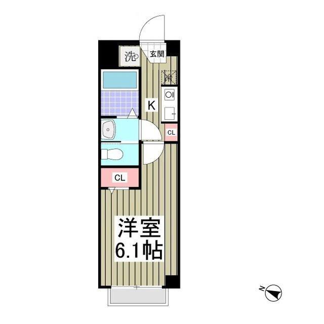 エンデカ東浦和(1K/4階)の間取り写真