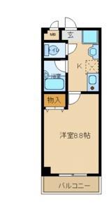 ロジュマン東武庫川(1K/2階)の間取り写真