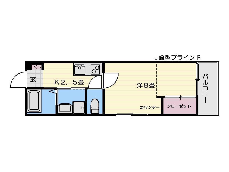 プレステージ吉野(1K/2階)の間取り写真