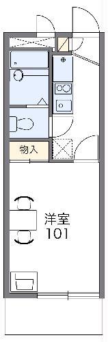 レオパレスツインハイツB(1K/3階)の間取り写真