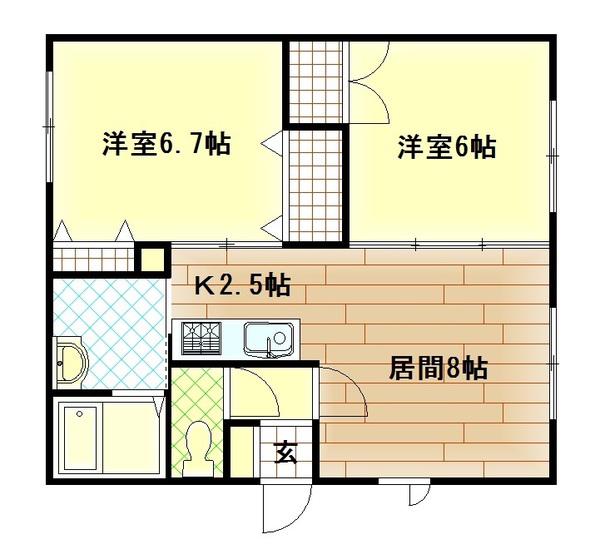 RIVAGE(2LDK/2階)の間取り写真