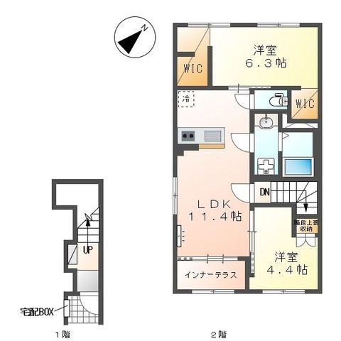 エクステンド・H(2LDK/2階)の間取り写真