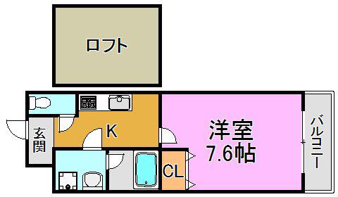 ハートハイム(1K/2階)の間取り写真