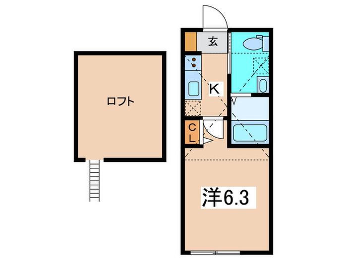 ベイルーム本鵠沼(1K/2階)の間取り写真