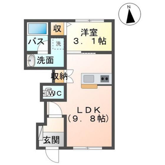 ディベロップ富田(1LDK/1階)の間取り写真