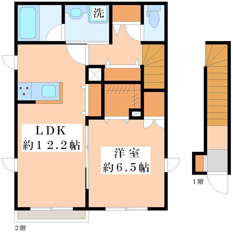 クオレール代沢(1LDK/2階)の間取り写真