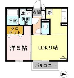 ヴァンソレイユ(1LDK/2階)の間取り写真