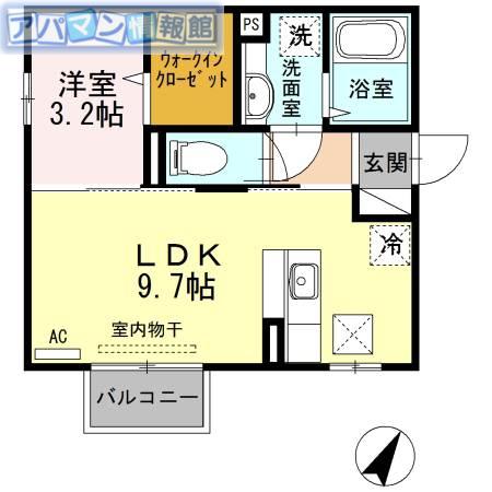 マリオンIII(1LDK/1階)の間取り写真