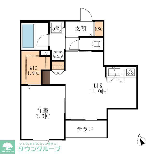 KAI-NOAH(1LDK/1階)の間取り写真