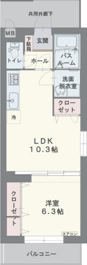 リュ・ア・ラ・モード(1LDK/2階)の間取り写真