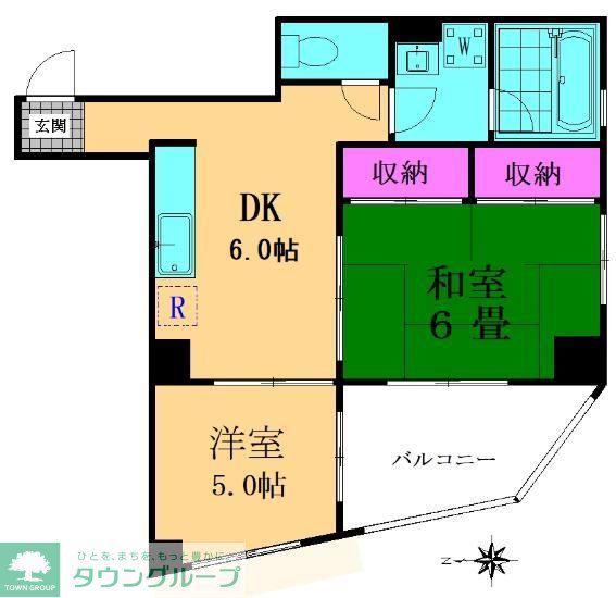 メゾンブラン田端(2DK/9階)の間取り写真
