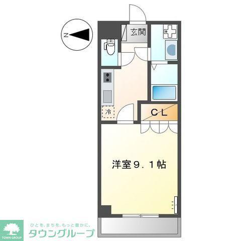 ベルグラース(1K/1階)の間取り写真