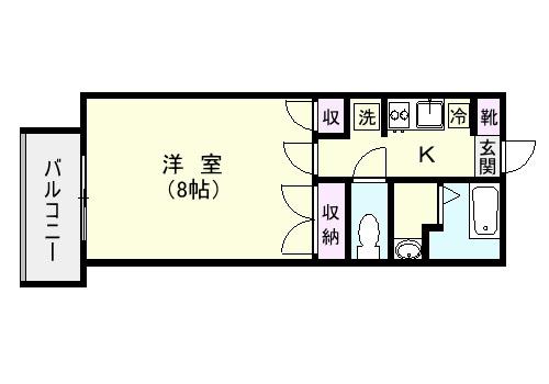 エルソレイユ高麗II(1K/2階)の間取り写真