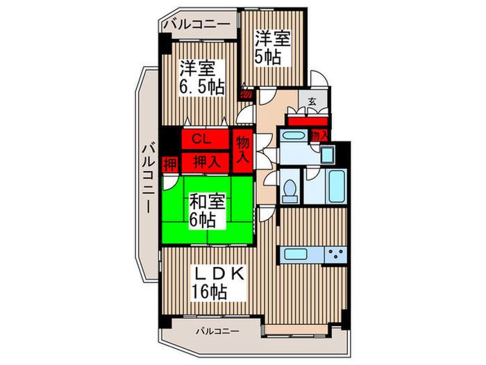 ウインベルコーラス大宮(3LDK/3階)の間取り写真