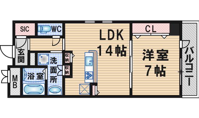 グリシーヌ(1LDK/1階)の間取り写真