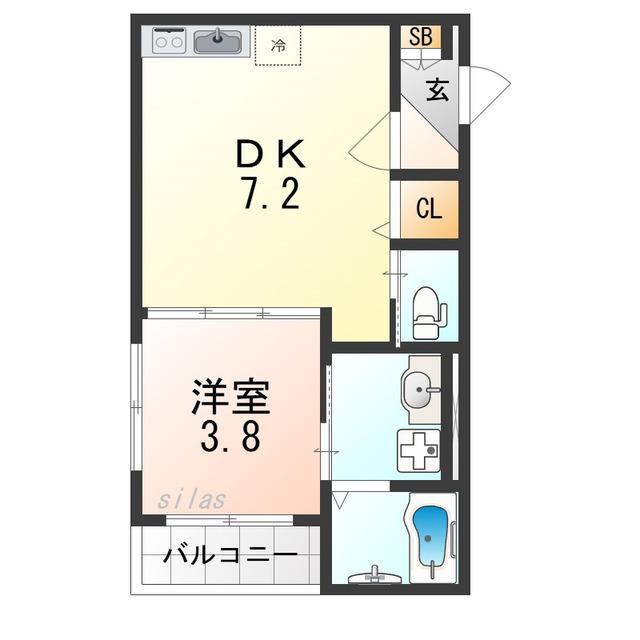 F ASECIA PUR 湊(1DK/2階)の間取り写真