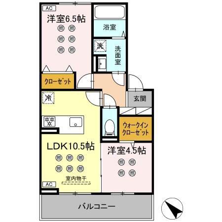 グランフォレ下南部(2LDK/3階)の間取り写真