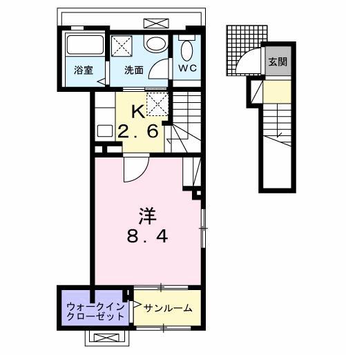 レジデンスまひる(1K/2階)の間取り写真