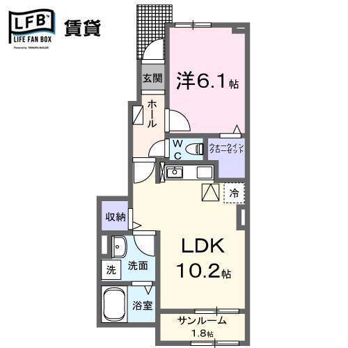 レディ・バグII(1LDK/1階)の間取り写真