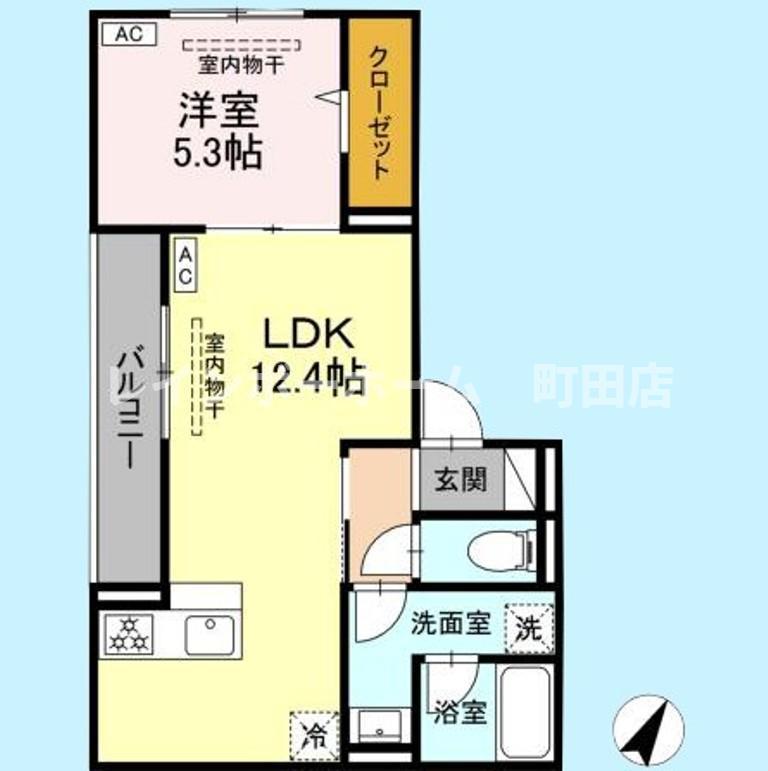 ドムスクレスト南林間(1LDK/1階)の間取り写真
