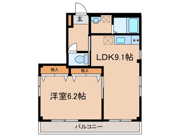 フォレストヒルズ(1LDK/2階)の間取り写真