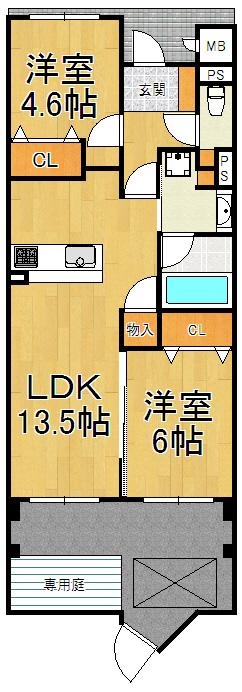 セイル西宮北口(1SLDK/1階)の間取り写真