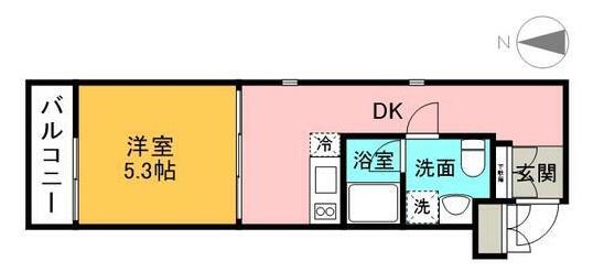 レイアス東矢口(1DK/3階)の間取り写真