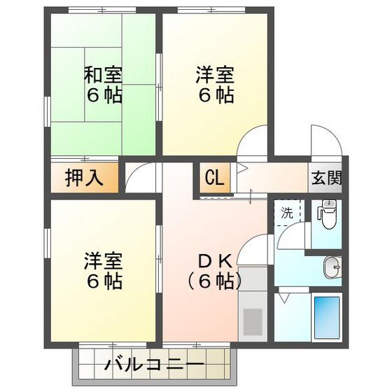 メゾンむつみヶ丘(3DK/2階)の間取り写真