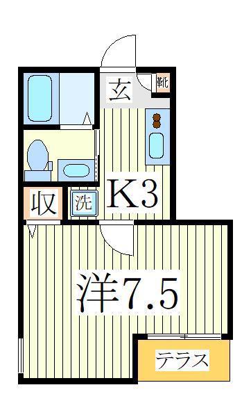 レガリアコート柏の葉(1K/2階)の間取り写真