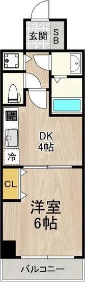 フロンティアコート堺筋本町(1DK/7階)の間取り写真