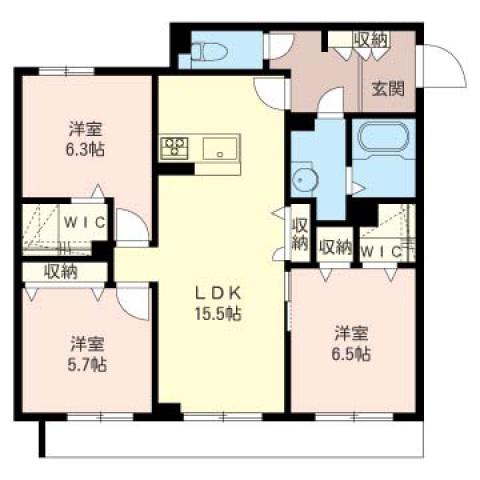 SUPERIAGE(3LDK/1階)の間取り写真