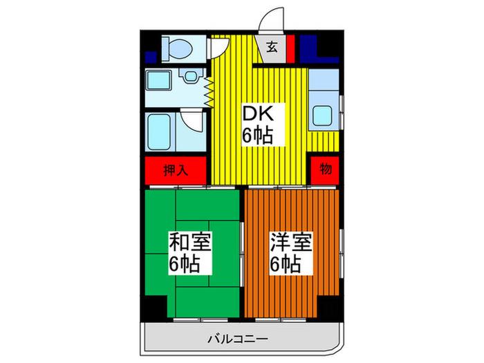 ラシェリール手塚(2DK/6階)の間取り写真