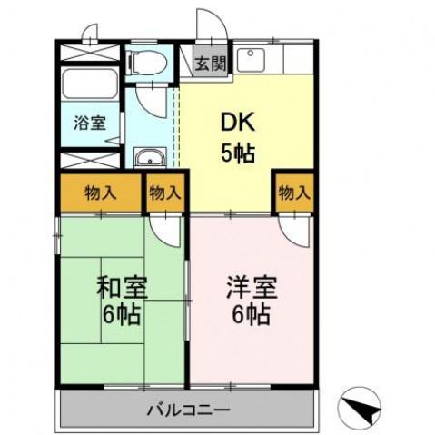 コーポ藤元(2DK/2階)の間取り写真