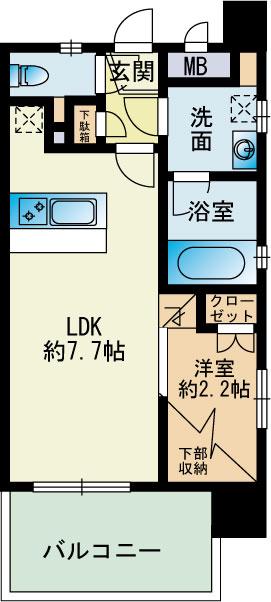 サニークレスト大濠公園(1LDK/9階)の間取り写真