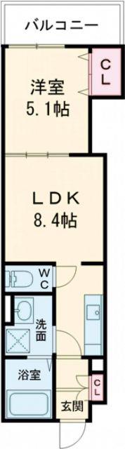 クリエオーレ友井(1LDK/1階)の間取り写真
