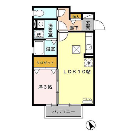 サンラルゴII(1LDK/1階)の間取り写真