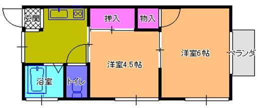 サンハイツ(2K/2階)の間取り写真