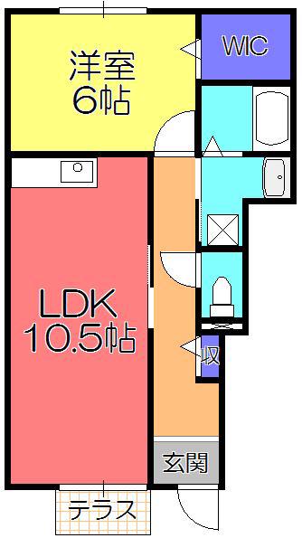 ウィニング(1LDK/1階)の間取り写真