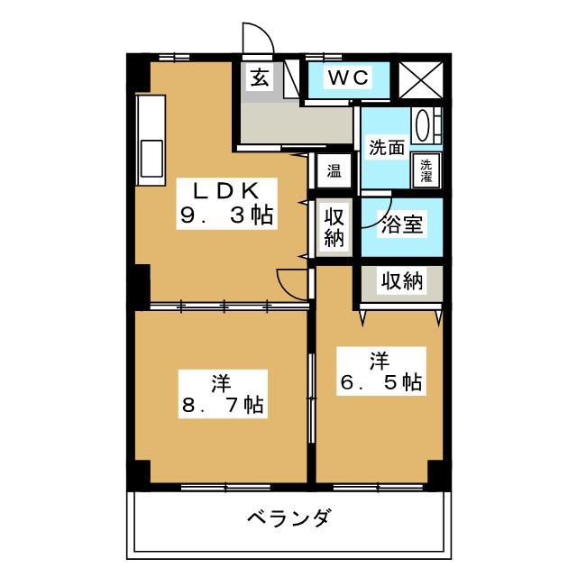 ユーイン井川城(2LDK/3階)の間取り写真