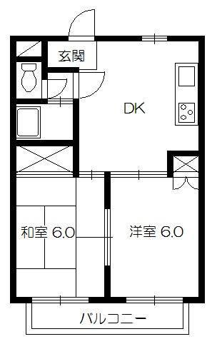 パステル日吉(2DK/2階)の間取り写真