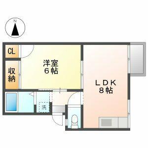 ヴィラアカンサスB(1LDK/1階)の間取り写真