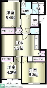 アジュール松戸(3LDK/2階)の間取り写真